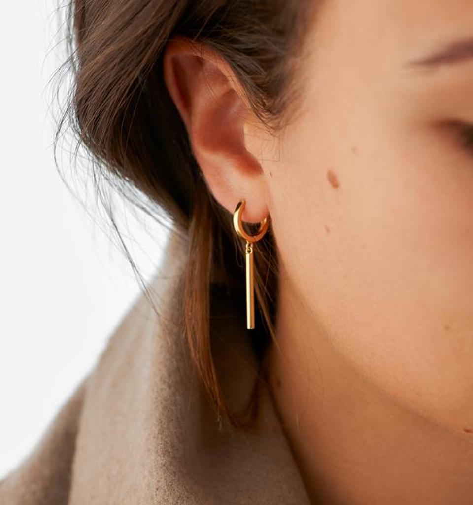 Bar Drop Earrings, 18K Gold Over Sterling Silver  