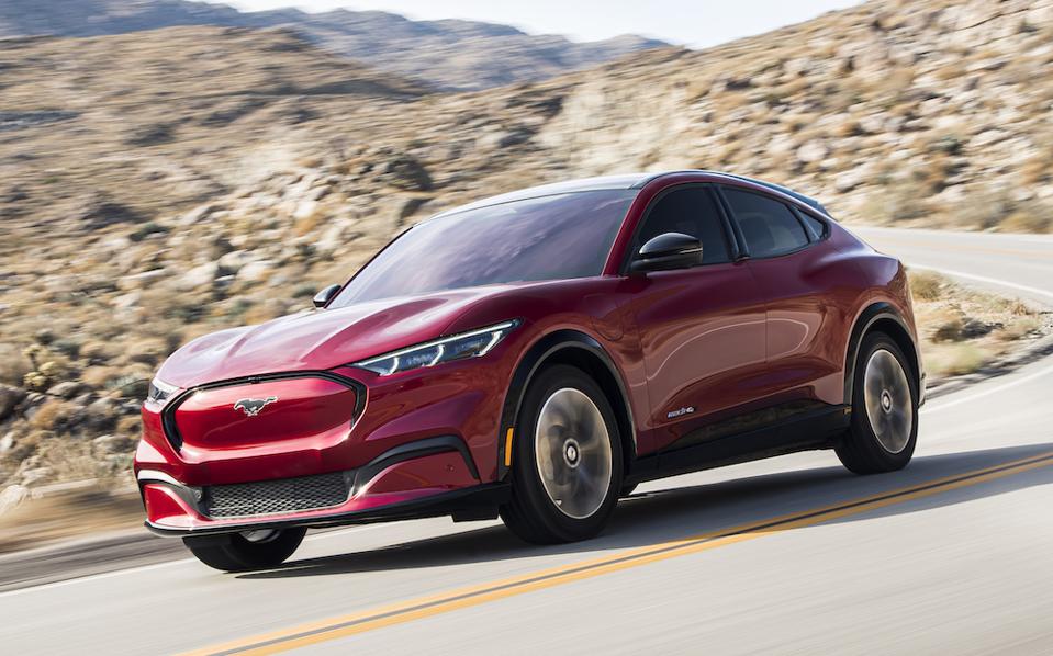2021 Ford Mustang Mach-E Driving Red