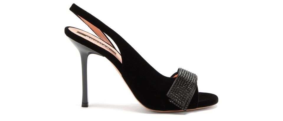 Crystal-Embellished Velvet Slingback Sandals by Rochas