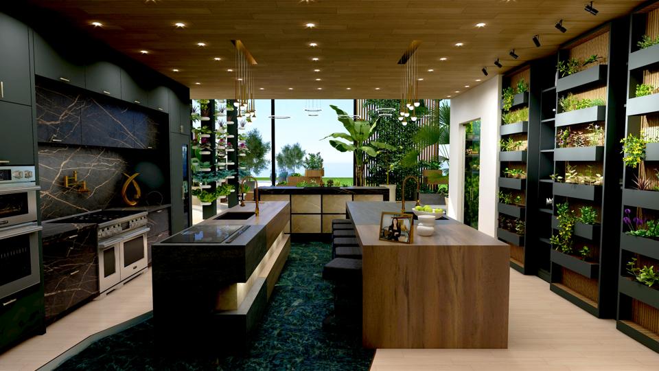 Kitchen with herb garden