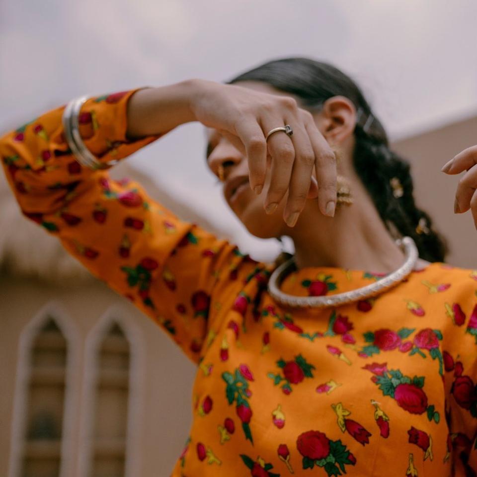 A model wears an Aman Kay Rang creation.
