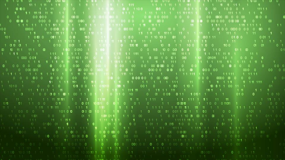 Glowing green technology binary code abstract background