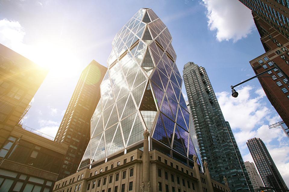 Hearst Tower, headquarters of Hearst Communications and the first ″green″ high-rise office building completed in New York City, at 57th Street in Midtown Manhattan, New York City.