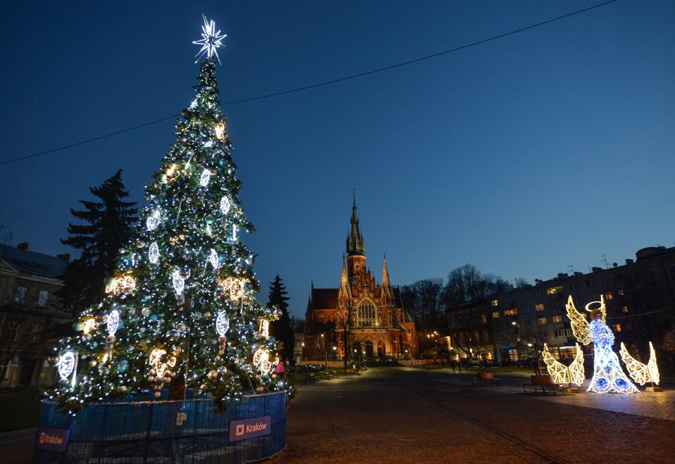 Karácsonyi díszek a lengyelországi Krakkóban