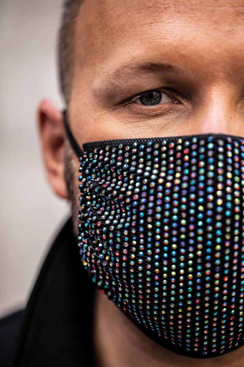 mask, covid fashion, designer, bling, diamonte, style, trend