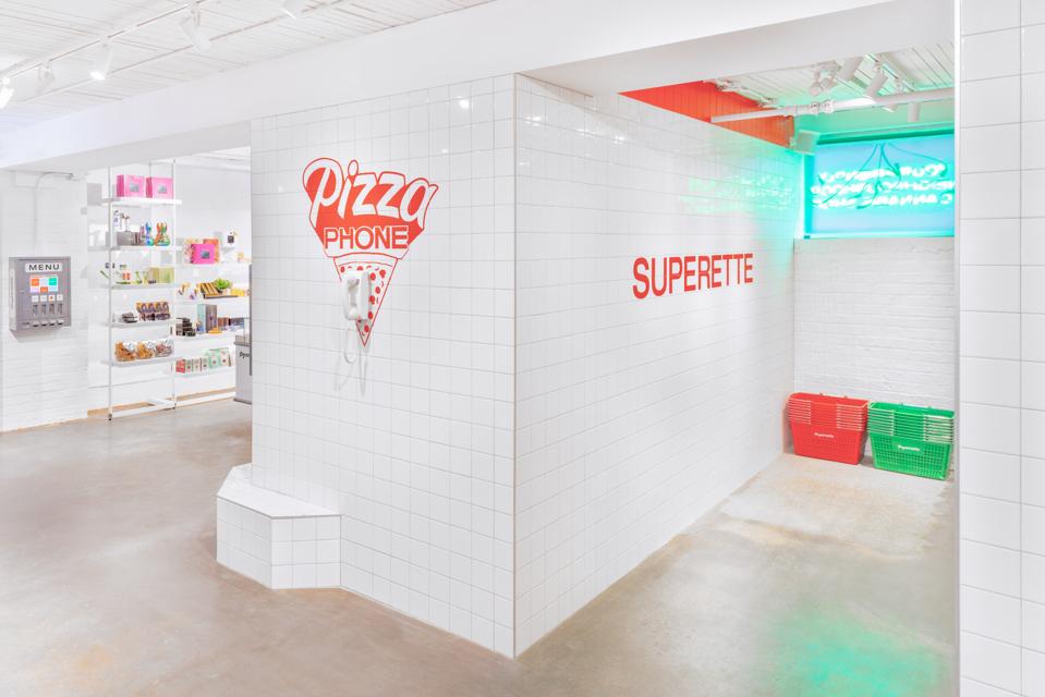 The Pizza Phone inside the Superette Spadina locale offers shoppers a direct line to a local pizza shop.