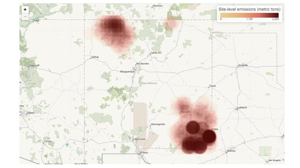 Methane emissions from San Juan and Delaware basins in New Mexico.