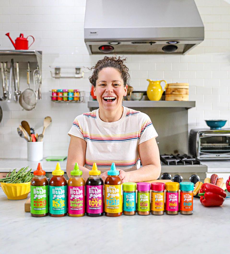 Top Chef with her line of sauces from This Little Goat in Chicago and Girl and the Goat