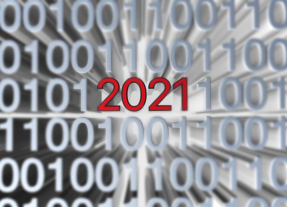 2021 Text with binary code