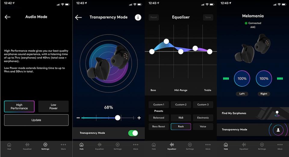 Screenshots of Melomania app