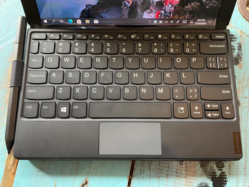 The keyboard covers the bottom half of the tablet.