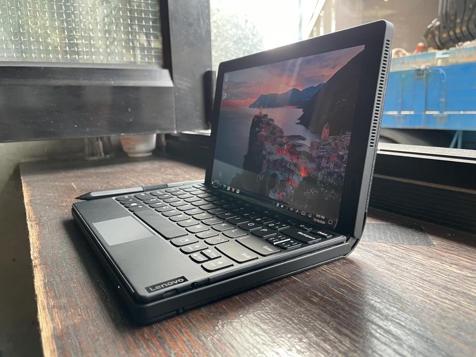 The keyboard covers the bottom half of the tablet.