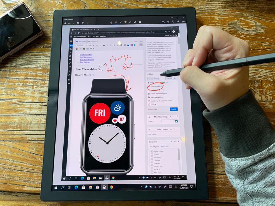 Jotting notes on the X1 Fold.