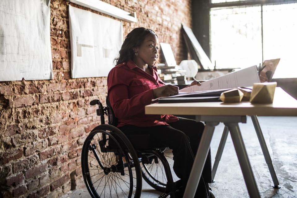 Businesswoman working at desk