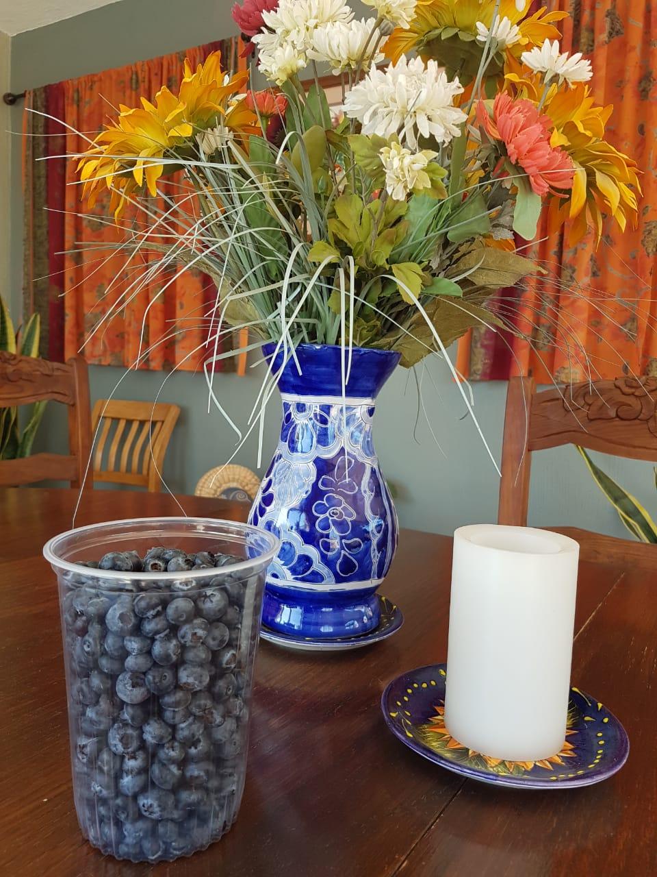 Liter of blueberries in plastic container