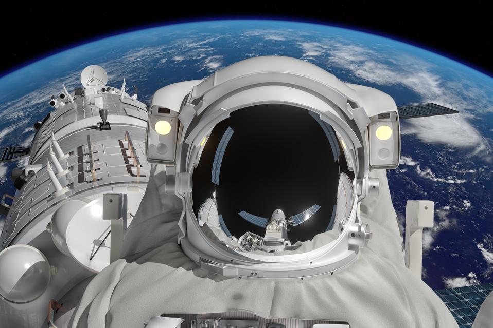 Astronaut floating in space