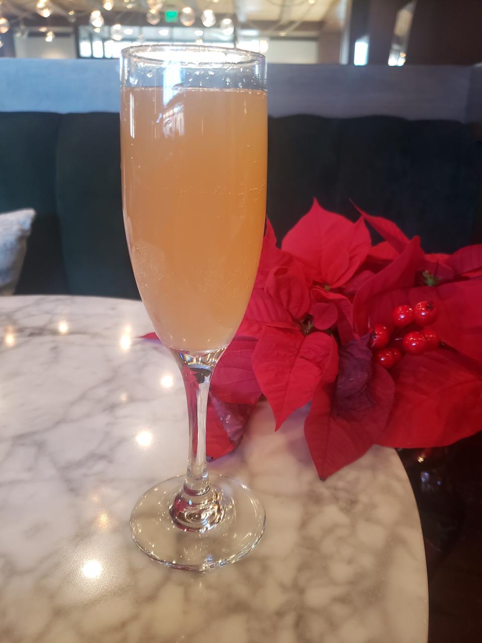 Festive champagne cocktail.