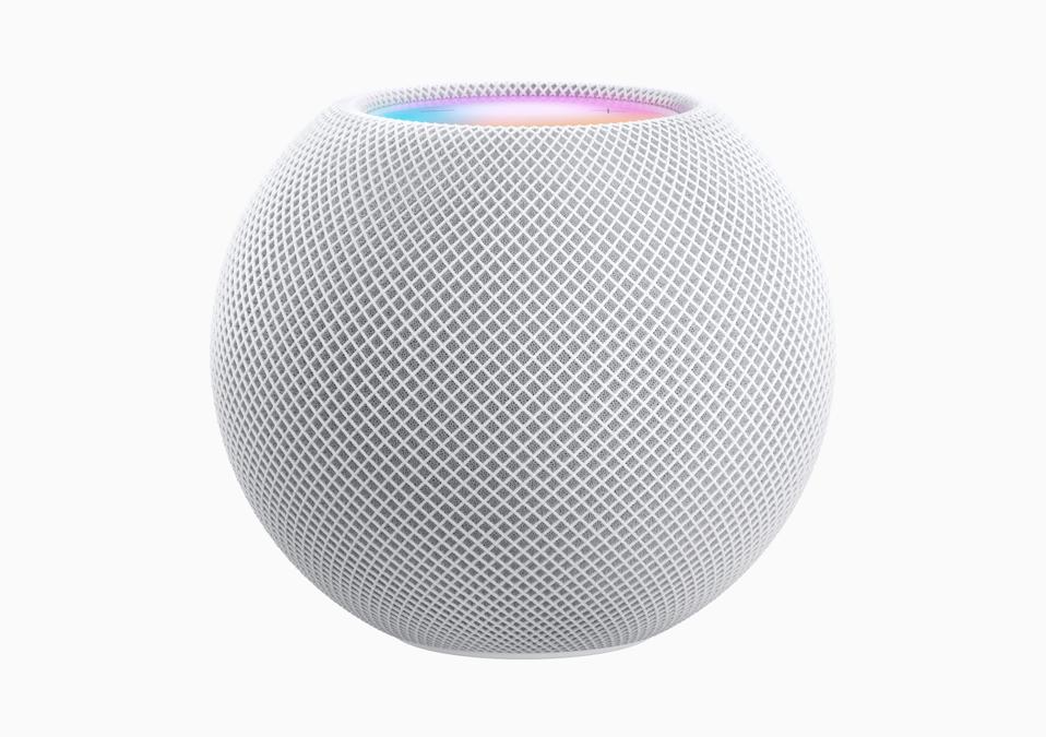 The HomePod mini in fetching white finish.