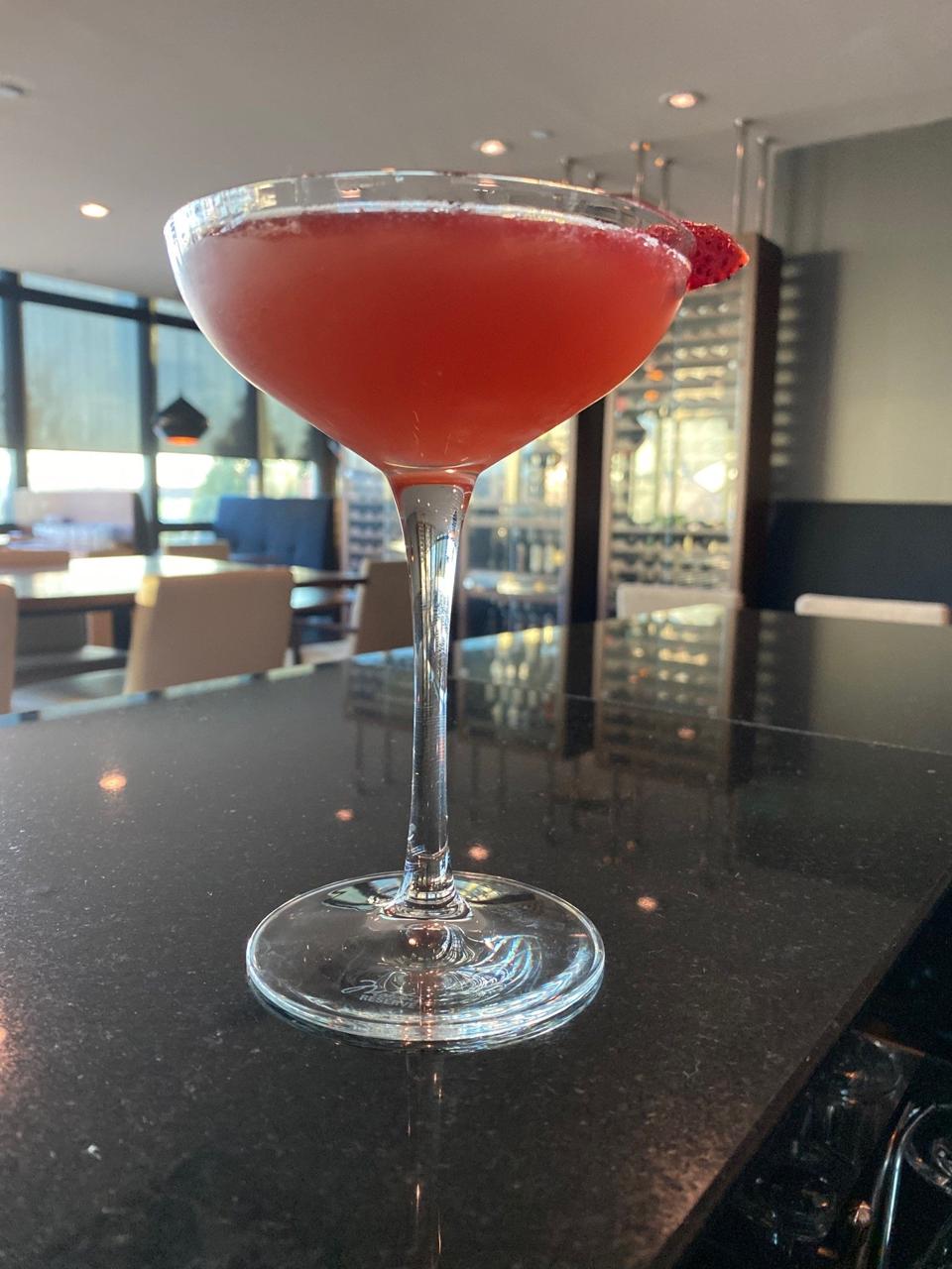 Strawberry champagne cocktail.