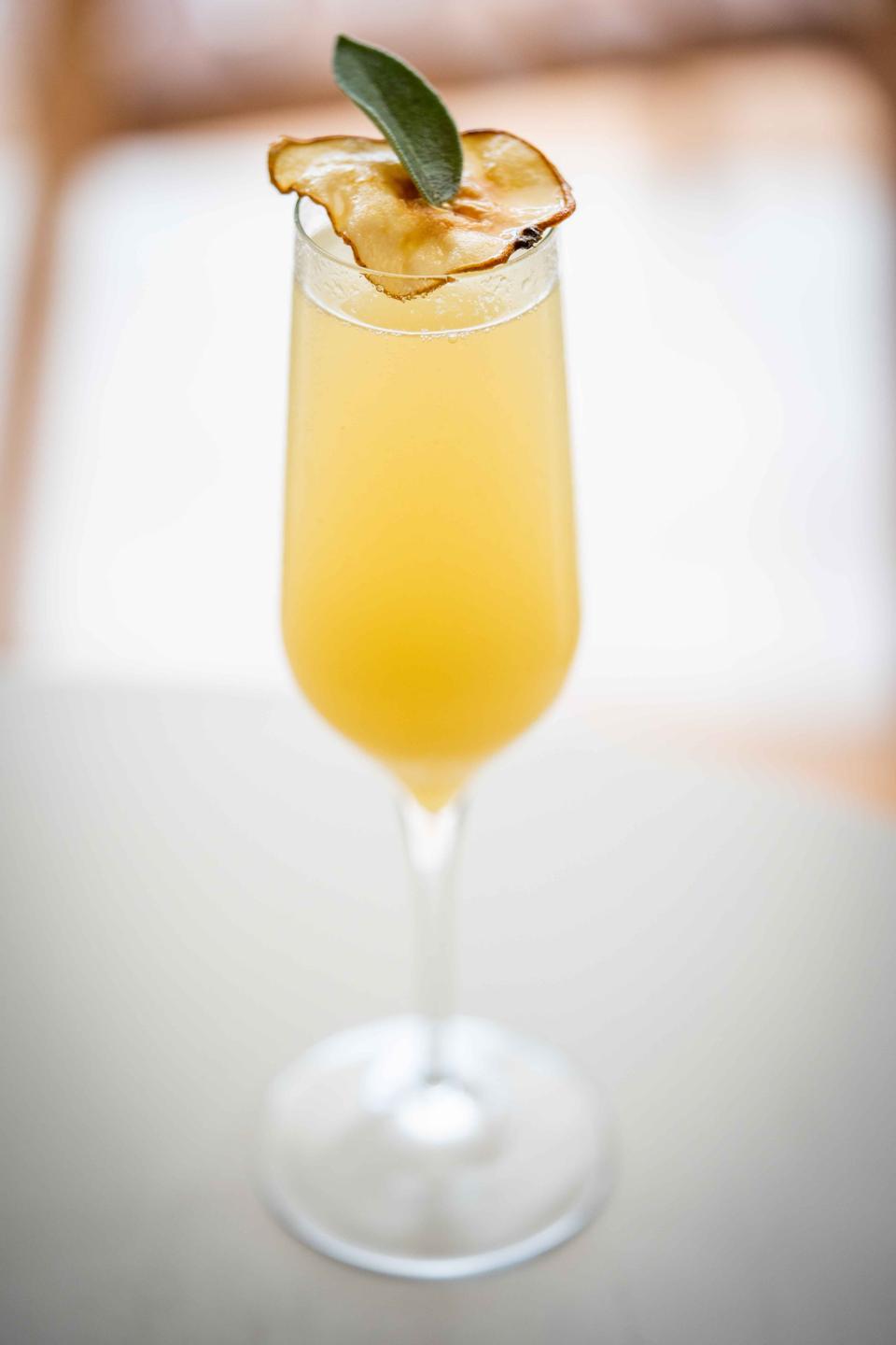Pear champagne cocktail.