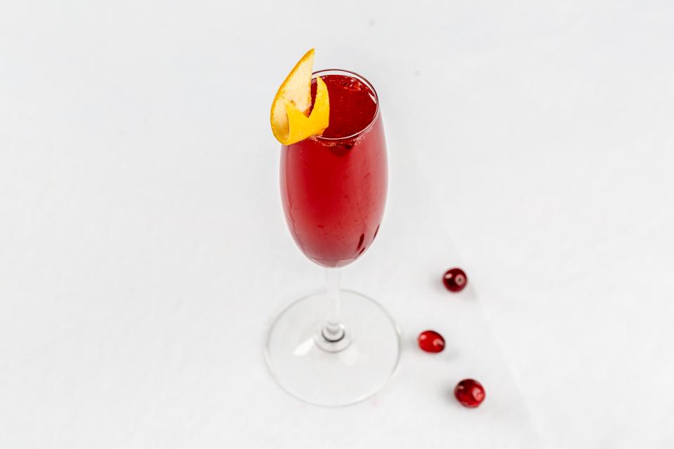 Champagne and cranberry cocktail.