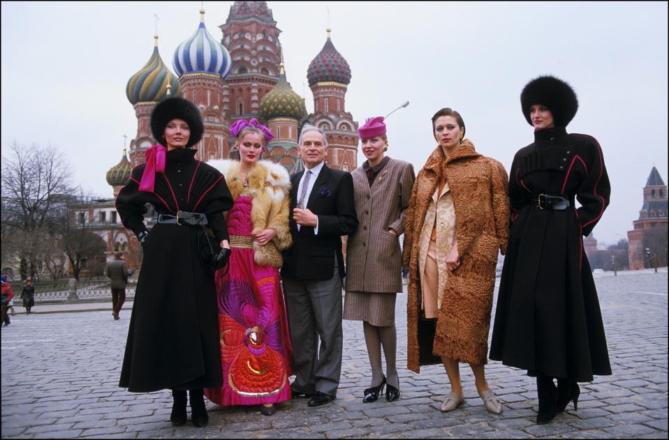 Fashion Designer Pierre Cardin Presents His Collection In Moscow, Russia On April 20, 1991.