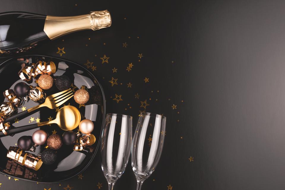 Christmas or New Year composition. Dinner arrangement.