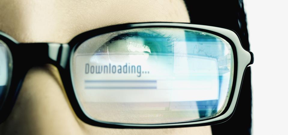 Downloading reflection in eyeglass lens