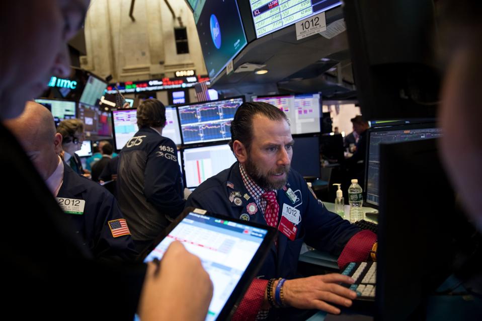 Traders On The Floor Of The NYSE As Trump's Speech Spooks Investors