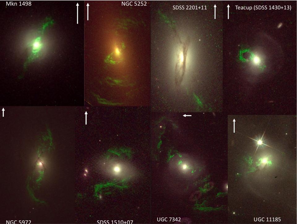 A compilation of eight different Voorwerpjes, as imaged by a team using Hubble.