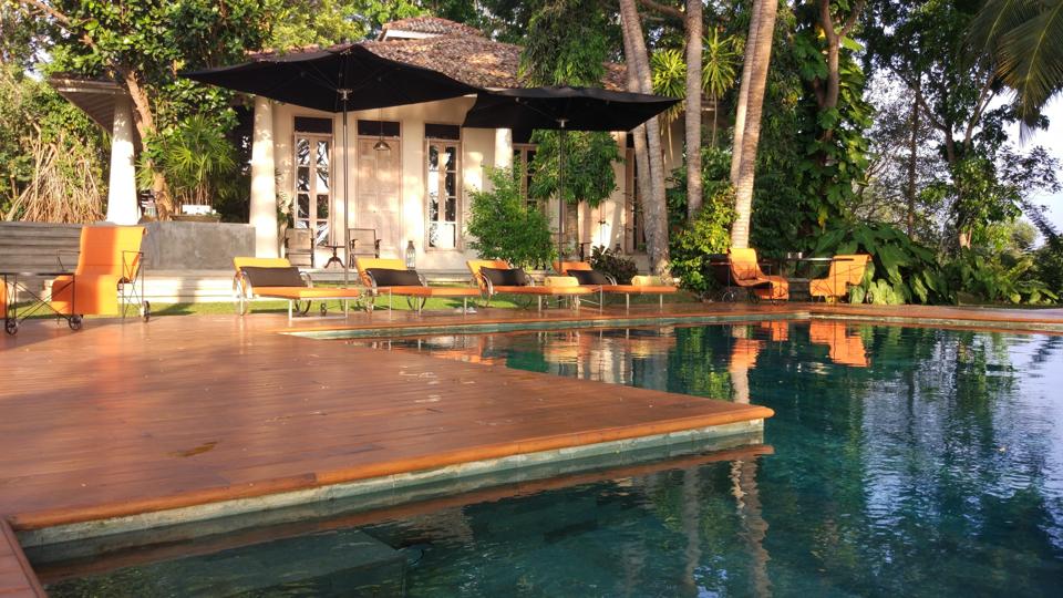 The colonial-style villas at Haritha hotel in Sri Lanka share a tropical swimming pool