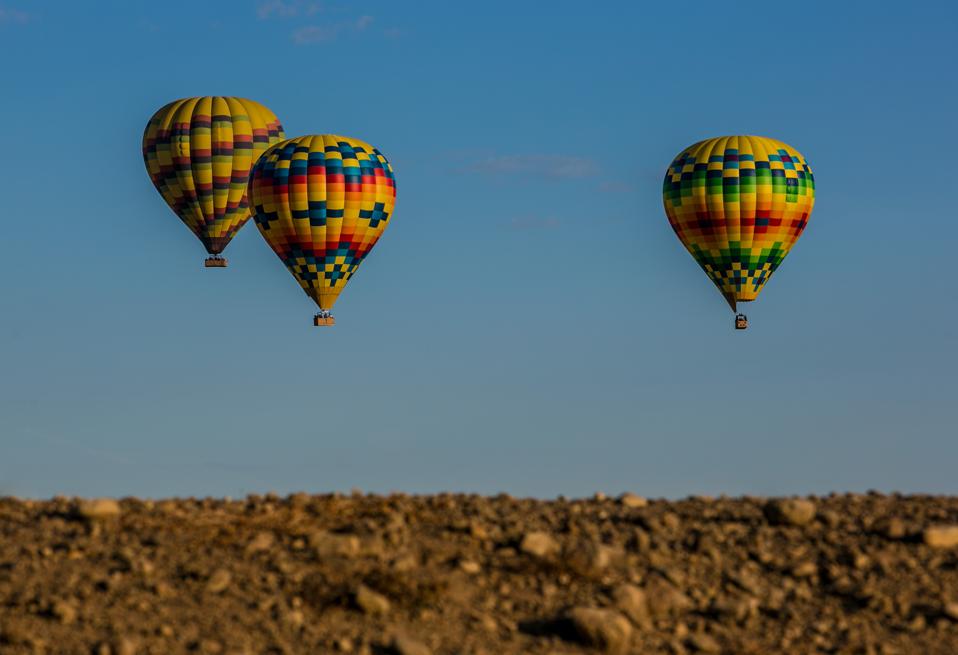 Exploring California's Napa Valley by hot air balloon.