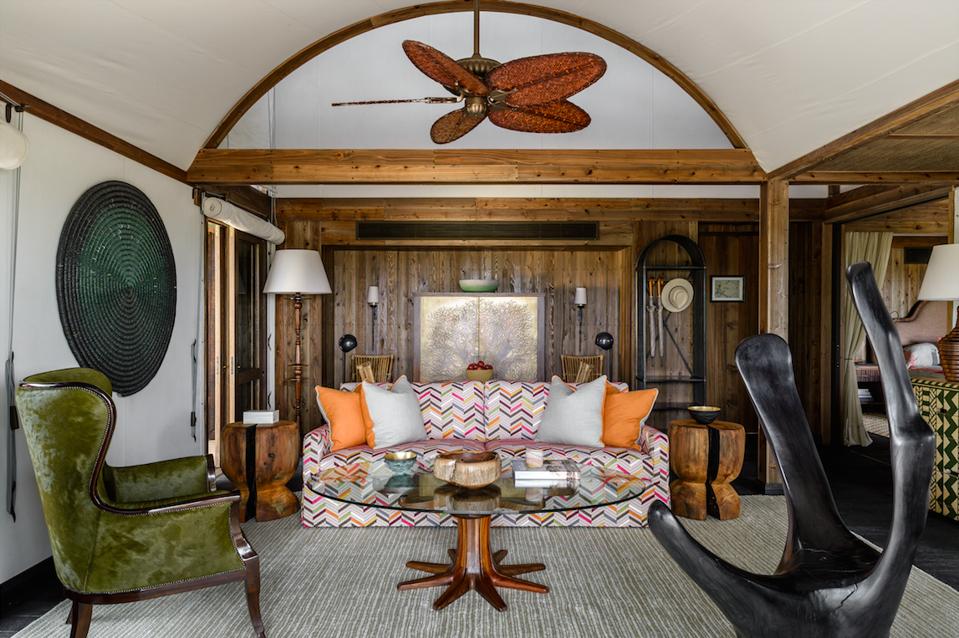 Inside the Baobab Suite at Xigera Safari Lodge.