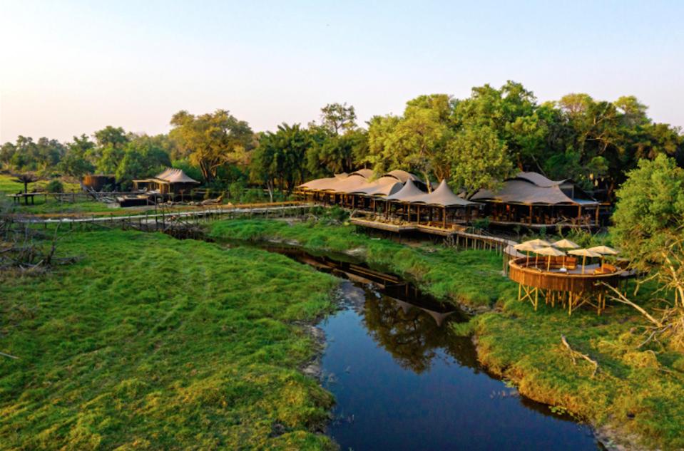 A view over Xigera Safari Lodge in Botswana.