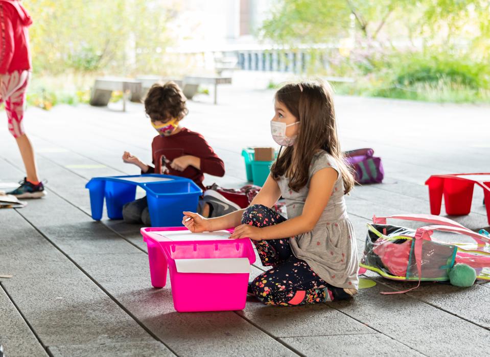 Students From PS 11 Elementary School Participate In Outdoor Learning On The High Line