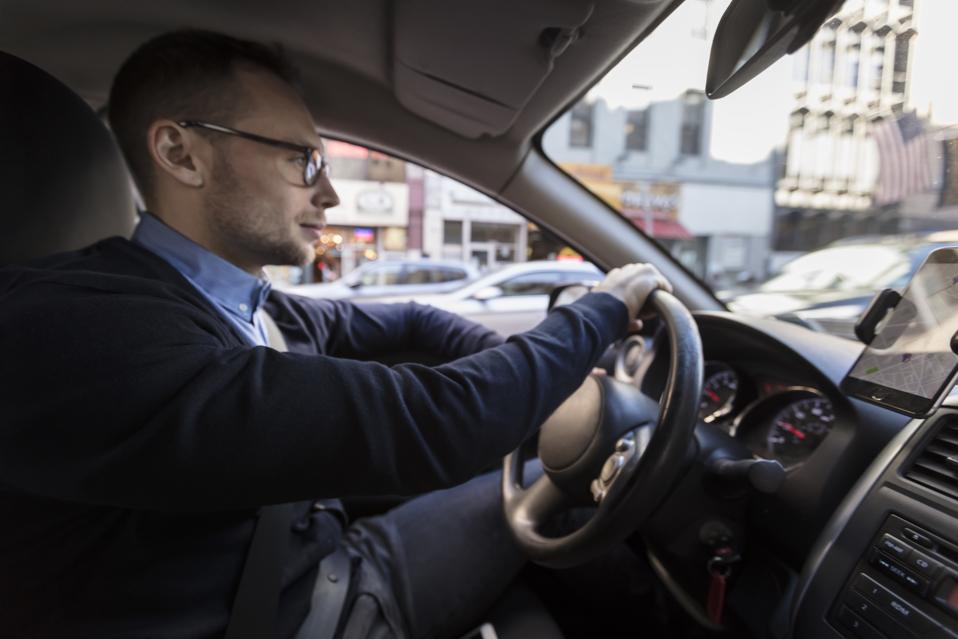 Man driving car