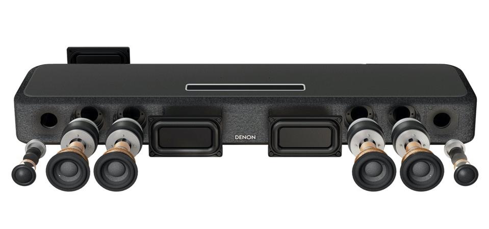 First Dolby Atmos Sound Bar Added To The Denon Home Range Of Wireless Speakers 2 Exploded front view of Denon Sound Bar 550