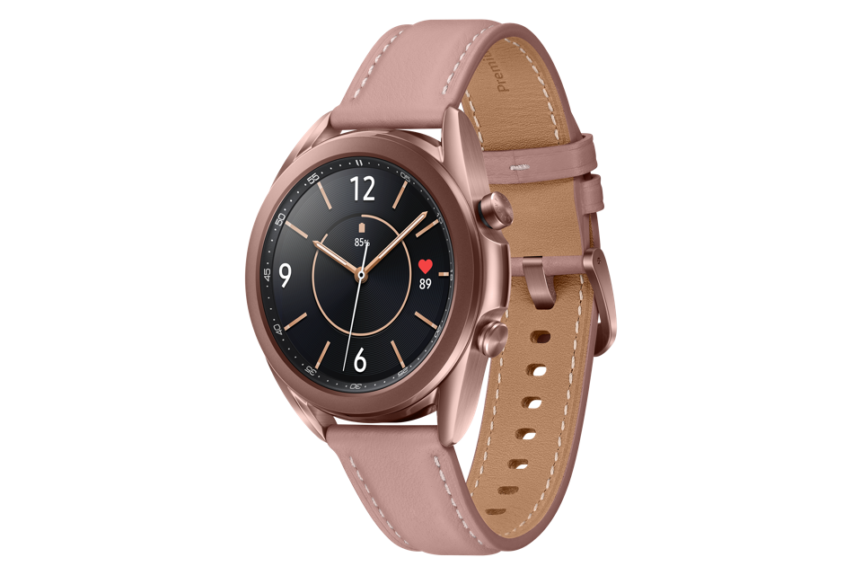 Samsung Galaxy Watch3 in Mystic Bronze.