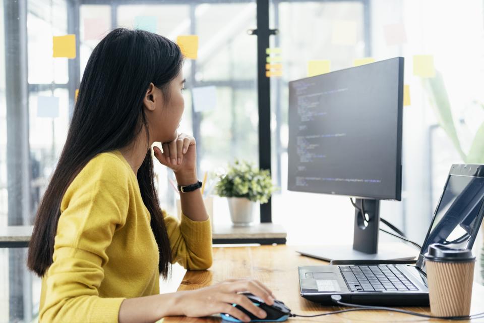 Programmers and developer teams are coding and developing softwa