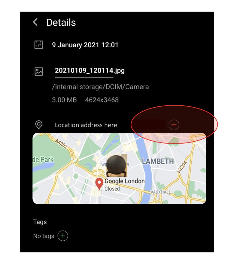 Option to delete location metadata