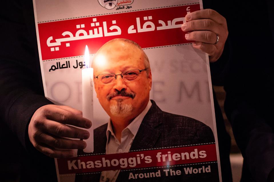 Washington Post journalist Jamal Khashoggi vigil outside Saudi Arabia consulate