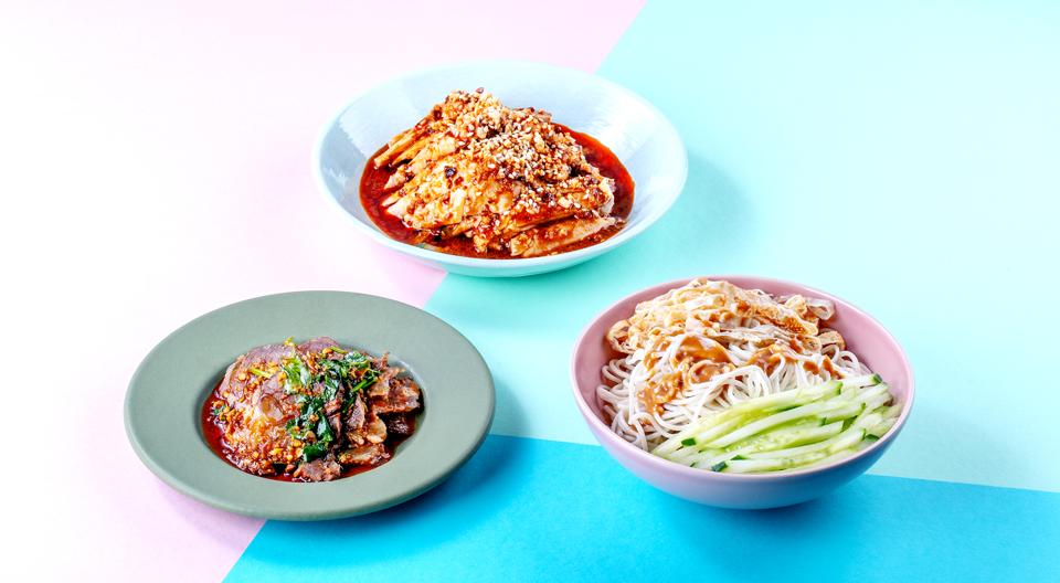 Asian food in three bowls