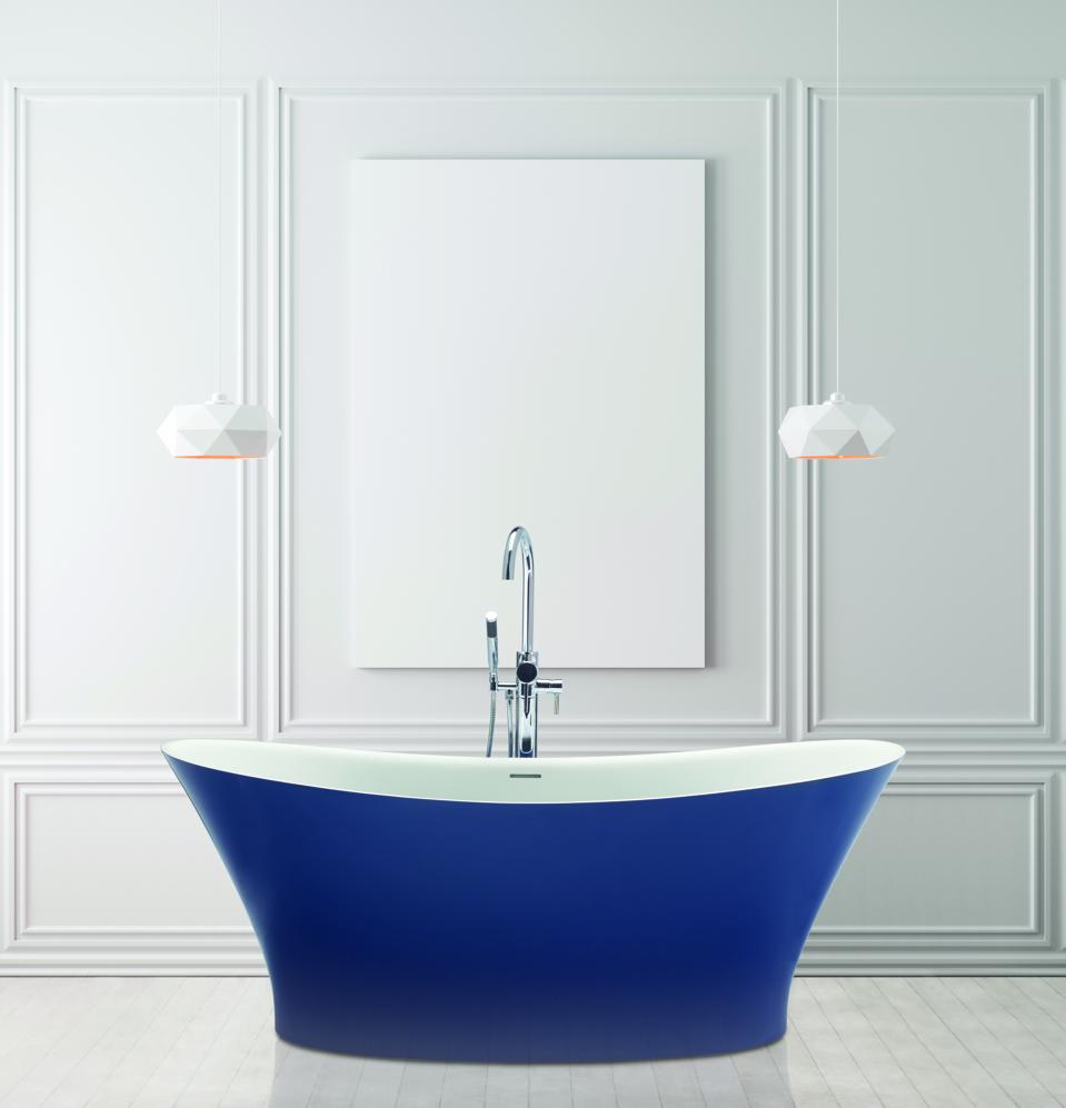 Deep blue soaking tub