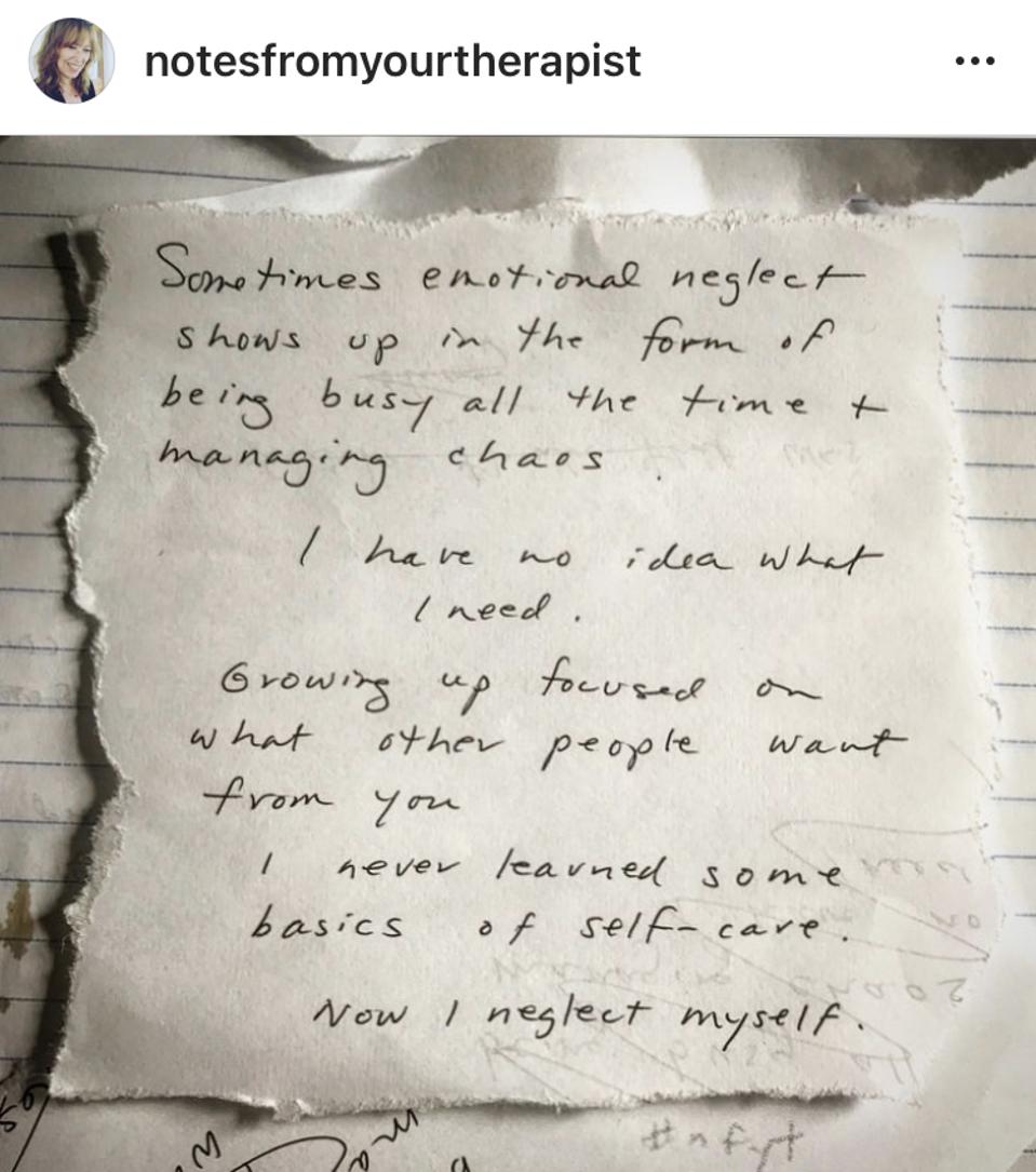 A note that Allyson could have written to any therapist.