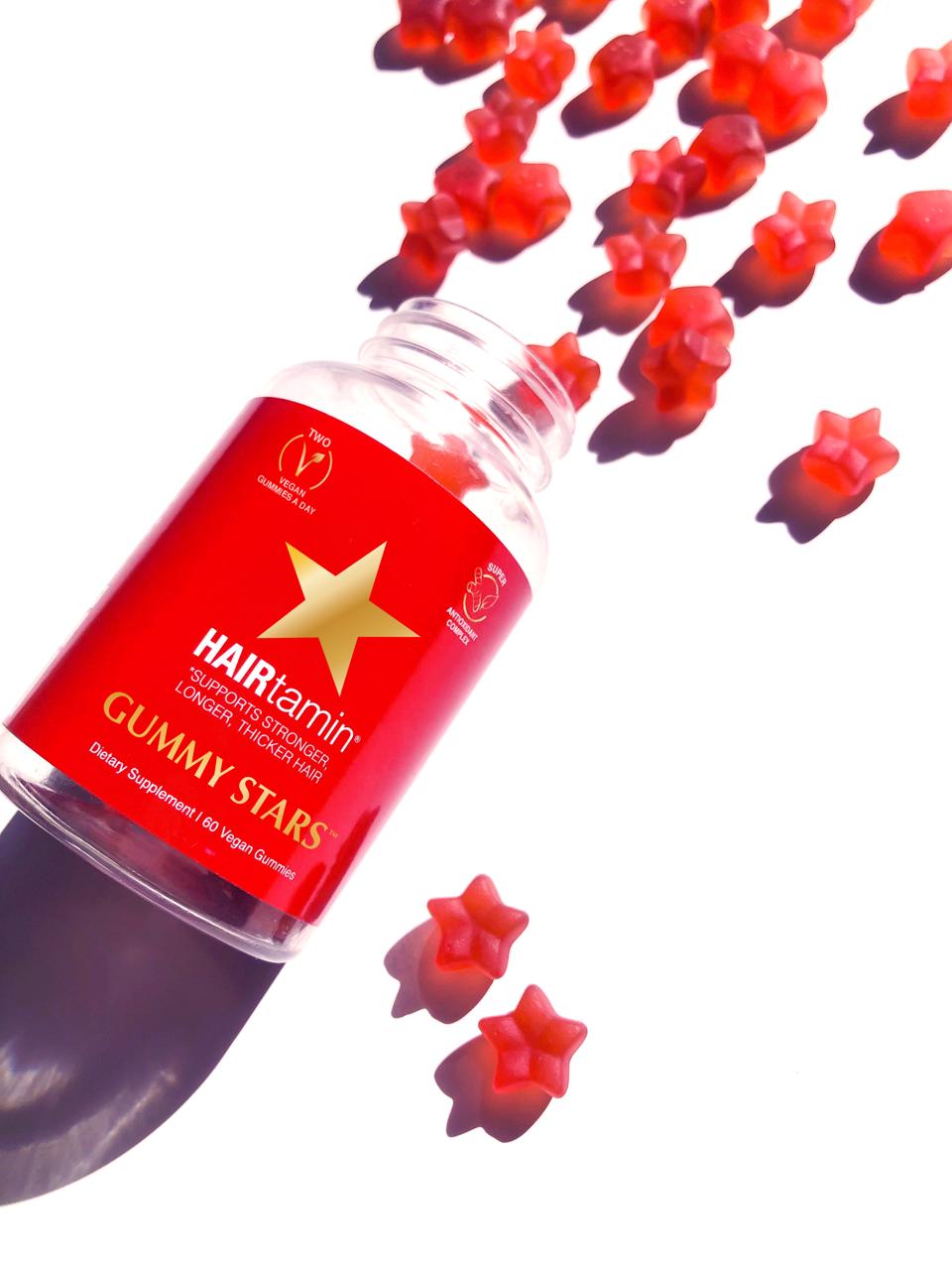 Hairtamin Gummy Stars helps to boost hair growth and strength