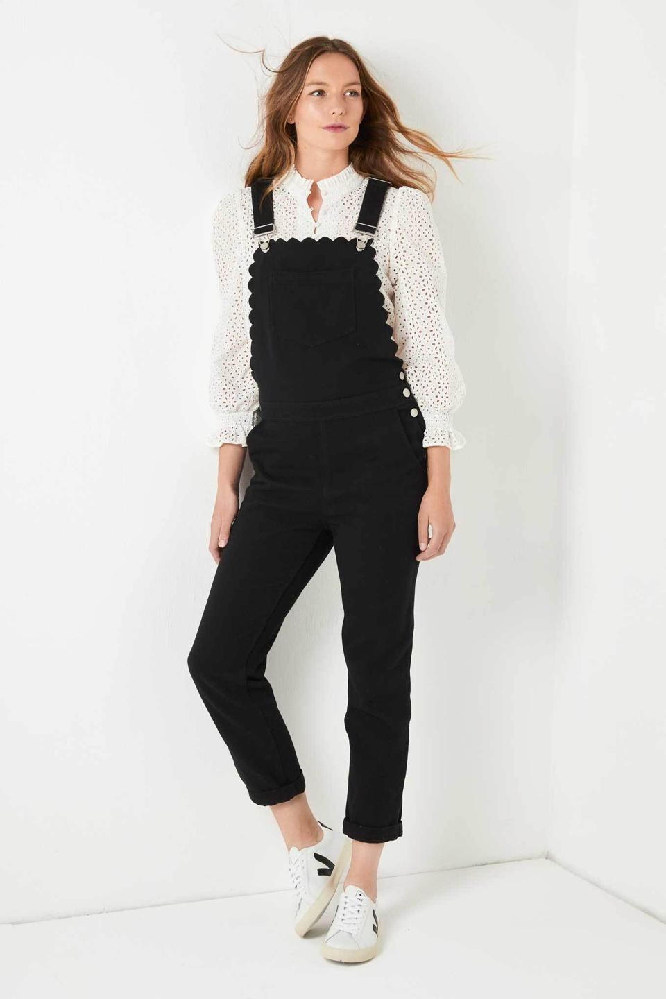 Scarlett Scallop Dungarees - Black