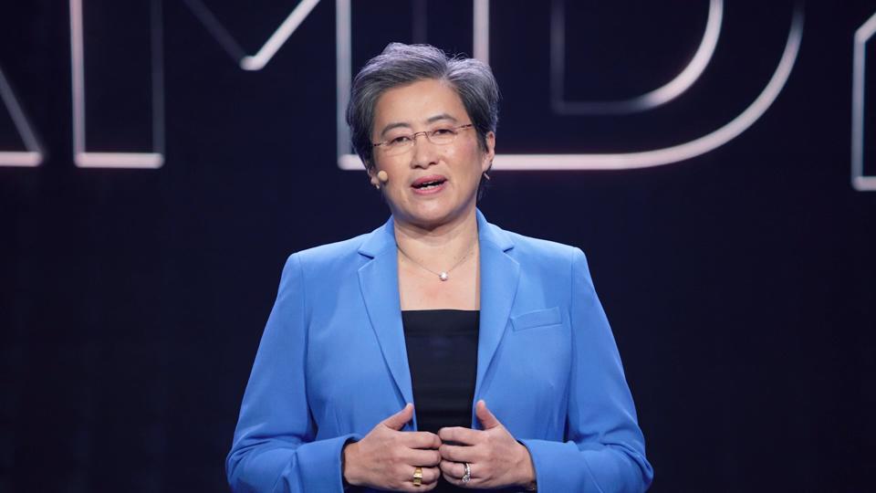 A picture of AMD's CES Dr. Lisa Su presenting her CES 2021 Keynote