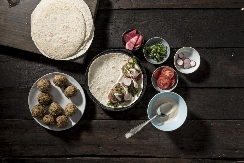 falafels and condiments