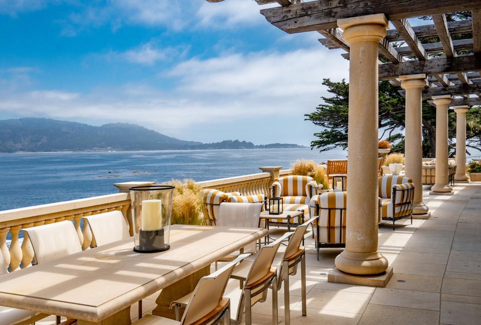 A terrace overlooking the ocean