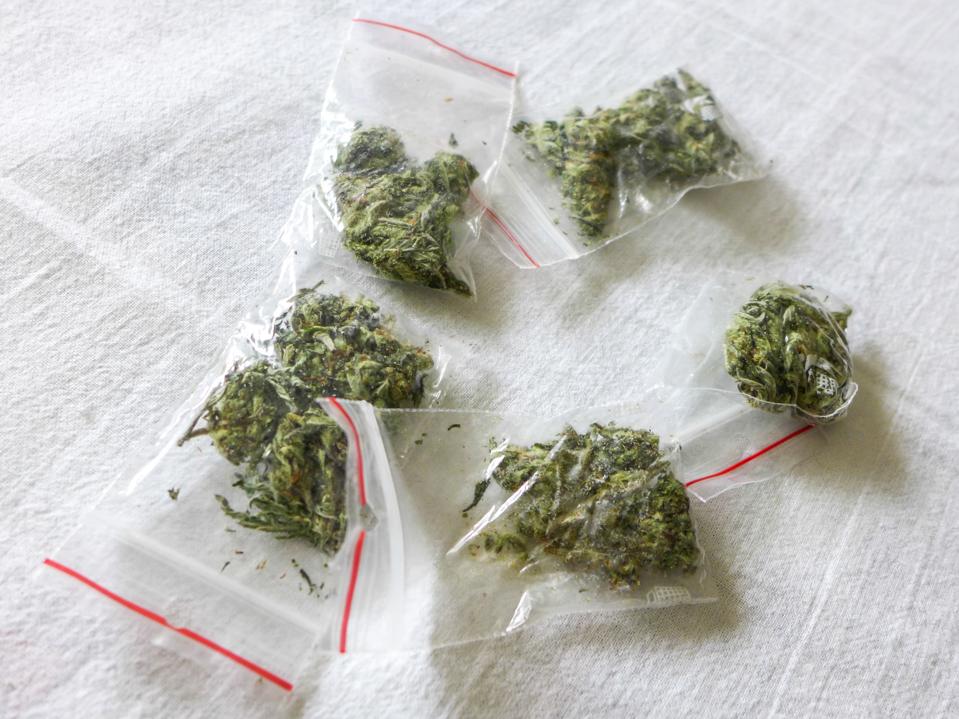 Marijuana in plastic bags.